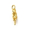 Brass Cubic Zirconia Pendants, Cadmium Free & Nickel Free & Lead Free, Rabbit Charms, with Jump Ring, Real 18K Gold Plated, 15x5.5x4mm, jump ring: 5x0.8mm, inner diameter: 3.5mm