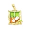 Brass Enamel Pendants, with ABS Plastic Imitation Pearl, Long-Lasting Plated, Cadmium Free & Lead Free, Rack Plating, Real 18K Gold Plated, Flower, Rectangle, 26.5x21x7mm, Hole: 6.4x3mm