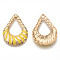 Eco-Friendly Iron Enamel Pendants, Cadmium Free & Lead Free, Teardrop, Light Gold, Gold, 32x23x3mm, Hole: 1.4mm