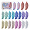40Pcs 10 Colors 201 Stainless Steel Filigree Pendants, Etched Metal Embellishments, Feather, Mixed Color, 47x19x0.3mm, Hole: 1.2mm, 4pcs/color