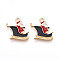 Golden Plated Alloy Enamel Pendants, for Christmas, Father Christmas with Sledge, Cadmium Free & Lead Free, Dark Slate Gray, 18x17x2mm, Hole: 2mm