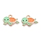Alloy Enamel Pendants, Lead Free & Cadmium Free, Tortoise Charm, Golden, Aquamarine, 12x17x1mm, Hole: 2mm