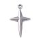Non-Tarnish 304 Stainless Steel Pendants, Cross, Stainless Steel Color, 35x20x2.5mm, Hole: 2mm