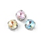 Brass Glass Rhinestone Sew on Rhinestones, Flat Round, Faceted, Mixed Color, Platinum, 8x8x7mm, Hole: 0.8mm