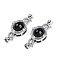 Brass Micro Pave Clear Cubic Zirconia Fold Over Clasps, Cadmium Free & Nickel Free & Lead Free, with Glass, Oval, Platinum, 35mm