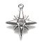 Eco-Friendly Brass Micro Pave Clear Cubic Zirconia Pendants, Long-Lasting Plated, Star, Platinum, 17x15x2mm, Hole: 1mm