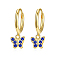 Elegant S925 Sterling Silver Butterfly Hoop Earrings, with Blue Cubic Zirconia, Golden, 17x4x11mm
