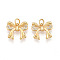Brass Micro Pave Cubic Zirconia Charms, Bowknot, with Jump Ring, Cadmium Free & Lead Free, Real 18K Gold Plated, 14x15x3.5mm, Hole: 3.5mm