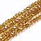 Electroplate Glass Beads Strands, AB Color Plated, Faceted Rondelle, Dark Goldenrod, 2.9~3.3x2mm, Hole: 0.5mm, about 144~150pcs/strand, 35~37cm