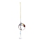 Glass Teardrop Pendant Decoration, Hanging Suncatchers, with Tree of Life Natural Gemstone Chip for Home Garden Decoration, Round, 288mm