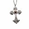 Vintage sparkling Alloy Rhinestone Cross Pendants Necklaces for Women, Platinum, 19.69 inch(50cm)