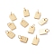 Brass Charms, with Jump Rings, Long-Lasting Plated, Rectangle with Word Good Luck, Real 18K Gold Plated, 9x7x1mm, Jump Ring: 5x1mm, Inner Diameter: 3mm