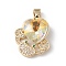 Rack Plating Brass Micro Pave Cubic Zirconia Pendants, with Glass, Long-Lasting Plated, Cadmium Free & Lead Free, Crab with Heart, Real 18K Gold Plated, Light Goldenrod Yellow, 21x18x8mm, Hole: 5x3mm