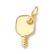 Rack Plating Brass Pendants, Lead Free & Cadmium Free, Long-Lasting Plated, Pickleball Charms, with Jump Ring, Real 18K Gold Plated, 17x9x2.5mm, Hole: 3.5mm