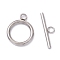 Non-Tarnish 304 Stainless Steel Toggle Clasps, Stainless Steel Color, Ring: 23x18x2.5mm, Hole: 3mm, Bar: 25x7.5x2.5mm, Hole: 3mm