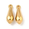 Ion Plating(IP) 304 Stainless Steel Pendants, Teardrop Charm, Real 18K Gold Plated, 22x7.5x7.5mm, Hole: 2mm