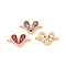 Brass Micro Pave Cubic Zirconia Heart Connector Charms, Real 18K Gold Plated, Rack Plating, Long-Lasting Plated, Lead Free & Cadmium Free, Mixed Color, 8x13.5x2.5mm, Hole: 1.2mm