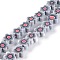 Handmade Flower Printed Polymer Clay Beads Strands, Flower, Gray, 9.6x4mm, Hole: 1.4mm, about 38pcs/Strand, 12.99''(33cm)