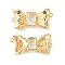 Brass Pave Cubic Zirconia Connector Charms, Real 18K Gold Plated, Bowknot Links, Cadmium Free & Nickel Free & Lead Free, Clear, 11x23x4.5mm, Hole: 1mm