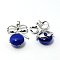 Cat Eye Pendants, with Brass Findings, Fruit, Platinum, Blue, 30x20x9mm, Hole: 4x5mm