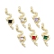 Rack Plating Alloy Rhinestone Pendants, Lead Free & Cadmium Free & Nickel Free, Snake, Mixed Color, Golden, 37x12.5x4.5mm, Hole: 1.5mm