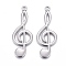Non-Tarnish 304 Stainless Steel Pendants, Laser Cut, Musical Note, Stainless Steel Color, 44x17x1.5mm, Hole: 2mm