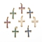 Brass Micro Pave Cubic Zirconia Pendants, Long-Lasting Plated, Real 18K Gold Plated, Cross, Mixed Color, 30.5x20.5x2.5mm, Hole: 3x5mm