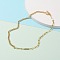 Chain Necklaces, with Brass Enamel Curb Chains & Paperclip Chains, 304 Stainless Steel Toggle Clasps, Real 18K Gold Plated, White, 17-3/8 inch(44cm)