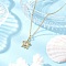 Sea Turtle Brass Micro Pave Clear Cubic Zirconia Pendant 304 Stainless Steel Cable Chain Necklaces for Women, Golden, 15.55 inch(39.5cm)