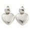 Rack Plating Brass Heart Dangle Stud Earrings, Long-Lasting Plated, Cadmium Free & Lead Free, Platinum, 36x25.5mm