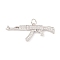 Brass Micro Pave Clear Cubic Zirconia Pendants, with Jump Rings, Cadmium Free & Lead Free, Long-Lasting Plated, Gun, Platinum, 15x36x2mm, Hole: 3mm