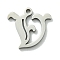 Non-Tarnish 201 Stainless Steel Pendants, Stainless Steel Color, Old Initial Letters Charms, Letter V, 19x20x1.6mm, Hole: 1.8mm