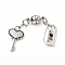 Round Brass Magnetic Clasps, with Tibetan Style Charms & 304 Stainless Steel Jump Rings, Key & Lock, Mixed Color, 56mm