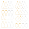 32Pcs 16 Style Teardrop & Fan & Kite & Rhombus & Triangle 304 Stainless Steel Wire Pendants, Hoop Earring Findings with 2 Loops, Golden & Stainless Steel Color, 27~56.5x22.5~40x0.5~0.7mm, Hole: 1~1.2mm, 2Pcs/style