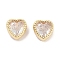 Brass with Single Clear Cubic Zirconia Beads, Cadmium Free & Nickel Free & Lead Free, Heart, Real 18K Gold Plated, 6x6x4mm, Hole: 1mm