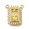 Brass Micro Pave Clear Cubic Zirconia Rectangle with God Pendants, Lead Free & Cadmium Free, Rack Plating, Real 18K Gold Plated, 16x14x2.5mm, Hole: 1.3mm