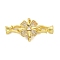 Brass Micro Pave Clear Cubic Zirconia Fold Over Clasps, Lead Free & Cadmium Free, Flower, Golden, 36mm
