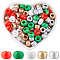 800Pcs 5 Colors Christmas Theme Opaque Plastic Beads, Barrel, Mixed Color, 9x6mm, Hole: 3.6mm, 800pcs/bag