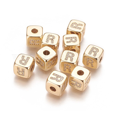 Латунные микро проложить кубического циркония бусы KK-K238-16G-R-1