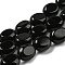 Natural Black Onyx(Dyed & Heated) Beads Strands, Flat Oval, 10x8x5.5mm, Hole: 0.8mm, about 39pcs/strand, 15.47''(39.3cm)