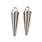 201 Stainless Steel Pendants, Cone Charms, Stainless Steel Color, 16.5x5mm, Hole: 1.8mm