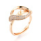 Brass Micro Pave Clear Cubic Zirconia Adjustable Ring Settings, for Half Drilled Beads, Cadmium Free & Nickel Free & Lead Free, Real 18K Gold Plated, Pin: 0.9mm, 14mm, Inner Diameter: 17.5~18mm