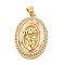 Mother's Day Brass Micro Pave Clear Cubic Zirconia Pendants, Cadmium Free & Lead Free, Real 16K Gold Plated, with Shell, Oval, 31x20x3.5mm, Hole: 4x3.5mm