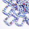 Handmade Raffia Woven Pendants, with Iron & Aluminum Findings, Trapezoid, Platinum, Royal Blue, 44x30.5x4mm, Hole: 1.4mm