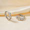 Elegant Brass Clear Cubic Zirconia Star Hoop Earrings, Silver, 17x8mm