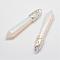 Opalite Big Pointed Pendants, with Alloy Findings, Bullet, Platinum, 57~63x13x10mm, Hole: 3x4mm