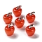 Cat Eye Pendants, with Iron Loops, Dyed, Apple, Red, 15x13.5mm, Hole: 5x3mm
