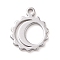 Non-Tarnish 304 Stainless Steel Charms, Sun with Moon Charms, Stainless Steel Color, 11.5x9.5x1mm, Hole: 1.2mm