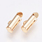 Brass Slide On End Clasp Tubes, Slider End Caps, Cadmium Free & Nickel Free & Lead Free, Light Gold, 6x10x4mm, Hole: 1x3mm, Inner Diameter: 3mm