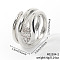 Brass Micro Pave Cubic Zirconia Finger Rings, Snake, Silver, 13mm, Inner Diameter: 17mm